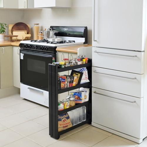 山善(YAMAZEN) ワゴン キャスター付き スリム 4段 隙間収納 スマートワゴン ショート 幅...