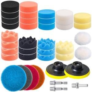 39点セット 75mm ポリッシャーバフ GOH DODD ポリッシャースポンジ 六角軸 円形軸 付き 研磨パッド 洗車 車磨きバフ ワックスが｜kirelab-net