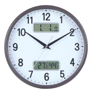 Nbdeal 掛け時計 静音 連続秒針 アナログ カレンダー 温度 湿度 表示 直径32cm ブラウンですLCD-4478｜kirelab-net