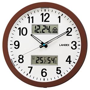ランデックス(Landex) 掛け時計 アナログ ディアデイズ ライト付き 自動点灯 静音 連続秒針 温度 湿度 表示 ダークブラウン YW91｜kirelab-net