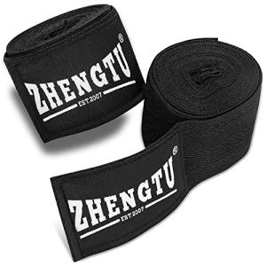 ZTTYボクシング バンテージ コットン 伸縮性 マジックテープ式 総合格闘技 キックボクシング 赤・黒・ブルー 3m・5m (黒 3m)｜kirelab-net