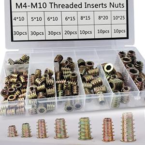 140個セット埋め込み インサートナット 六角ナット BESTU ねじ込みタイプ 六角穴付きボルトDタイプ 木工 接合 補修 M4*10mm M｜kirelab-net