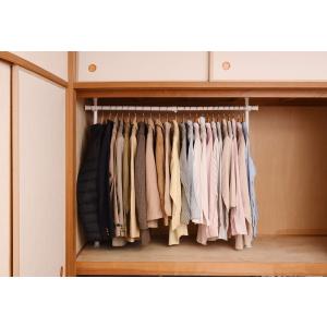 山善 突っ張り ハンガーラック 幅73-120×奥行9×高さ80-124cm 押入れ たっぷり収納 たて・よこ伸縮 かんたん設置 耐荷重30kg｜ルミナスエイト ヤフー店