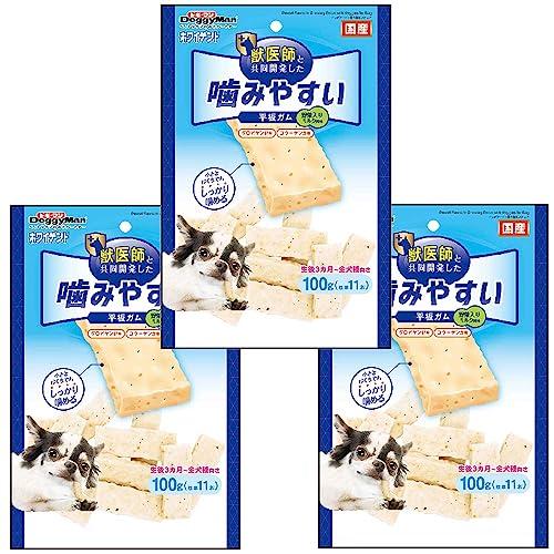 ドギーマン ホワイデント 噛みやすい 平板ガム 野菜入り 100ｇ×3袋