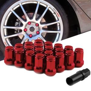 RUIEN スチール製 ホイールロックナット M12 x P1.5 20個セット ホンダ/マツダ/ダイハツ/三菱の普通車と軽自動車に対応 長さ3