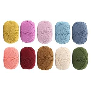 YINKE コットンヤーン 毛糸 40g玉巻(約130m)10色セット かぎ針編み 編み物 小物 デコレーション (カラー2)｜kirelab-net