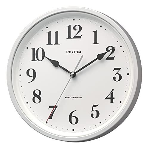 リズム(RHYTHM) 掛け時計 電波時計 一回り 小さい 置き掛け兼用 静かな 連続秒針 白 Φ2...