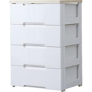 アイリスオーヤマ チェスト 4段 届いてすぐ使える完成品 ラクラク引出し 木天板 日本製 幅56×奥行41.5×高さ81cm ホワイト / ナチ｜kirelab-net