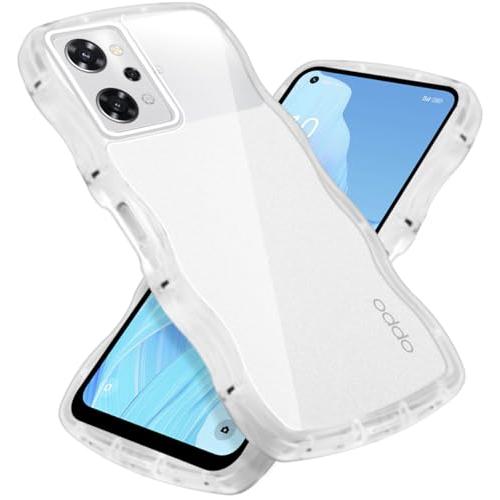 クリア OPPO Reno9 A/OPPO Reno7 A ケース かわいい 波状フレーム うねうね...