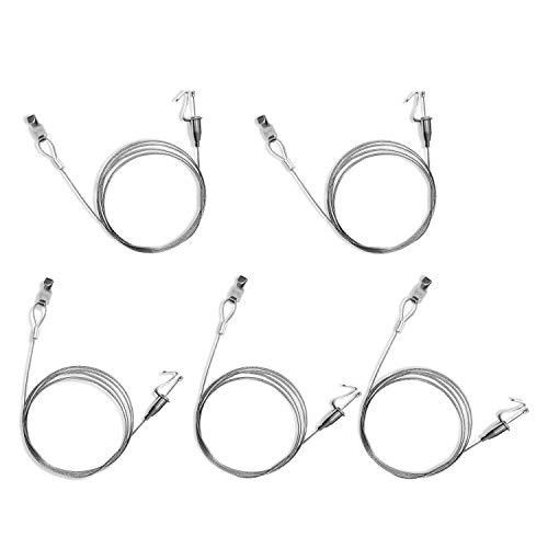 Augsion 5本入 ピクチャーレール ステンレスワイヤー フック 自在金具付 吊り下げ金具 自在...