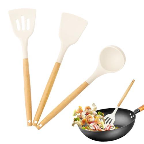 3本キッチンツール セットシリコン製 調理器具 セット キッチン用品 フライ返し おたま トング 泡...
