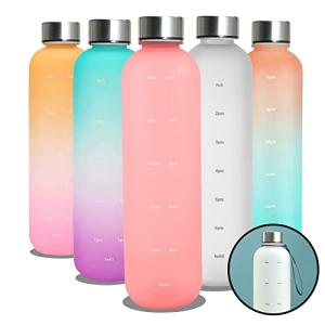 TOOGABBIE ウォーターボトル 1000ml 水筒 1リットル 軽量 タイムマーカー付き ミント モチベーション測定 時間と量付き BPA｜kirelab-net