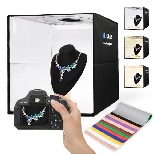 PULUZ 40cm撮影ボックス 簡易スタジオ 40cm 撮影ブース調光 円形led搭載 ディフュー...