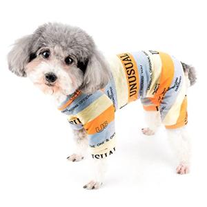 ZUNEA 犬服 春 夏 ロンパース 小型犬 つなぎ パジャマ 柔らかい 綿製 おしゃれ かわいい 部屋着 寝間着 ボーダー柄 ペット ドッグウ｜kirelab-net