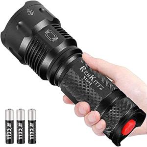 REHKITTZ 防水機能 懐中電灯 LED フラッシュライト超高輝度1800ルーメン 強力 軍用 高耐久性 停電 防災 地震 停電対策 防犯対｜kirelab-net