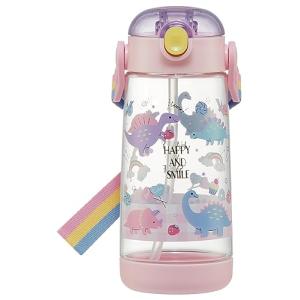 スケーター(Skater) 水筒 ハッピー&スマイル レインボー 480ml クリアボトル ストロー付き 子供用 PDSH5-A｜kirelab-net