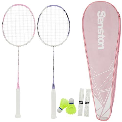 Senston 2本組バドミントンラケット、5Uフェザーラケット、プロ試合訓練100%オールカーボン...