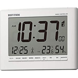 リズム(RHYTHM) 目覚まし時計 電波時計 デジタル 温度 湿度 カレンダー ホワイト 12.9x16.9x2.8cm 8RZ203SR03｜kirelab-net