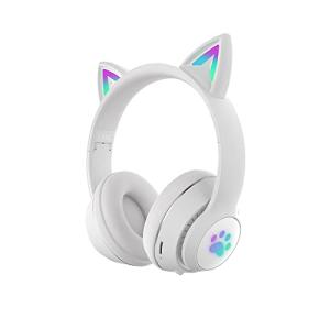 ブルートゥースイヤホン猫の耳が光る可愛い女性用ワイヤレススポーツステレオヘッドセット 猫耳ヘッドホン 5.0 LED付き キラキラ マイク内蔵｜kirelab-net