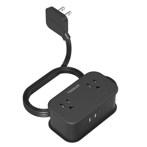 延長コード 短い 1m USBタップ TESSAN 電源タップ USB-C付き ブラック タコ足配線...