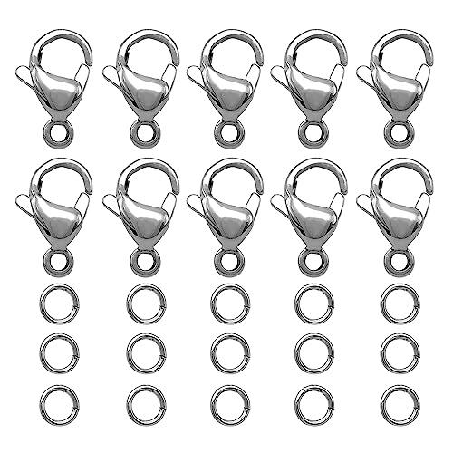 サージカル ステンレス鋼制 カニカン10mm 12個 丸カン 4mm 約24個入 金具 金属アレルギ...