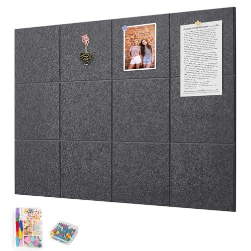 Yunihome 壁用大型コルクボード 12枚パック 90cm*120cm フェルト掲示板壁タイル ...