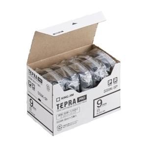 キングジム 純正 テプラPROテープカートリッジ エコパック5個入 9mm 白ラベル/黒文字 長さ8m SS9K-5P｜kirelab-net
