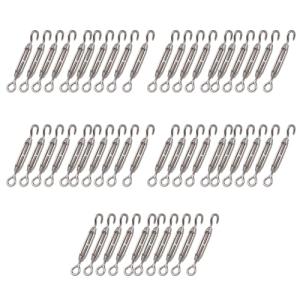 logyues 50個入 ターンバックル アイフック 防錆 高強度 ロープ固定 テント設営 M4 フック＆アイ304ステンレススチール製 シルバ｜kirelab-net