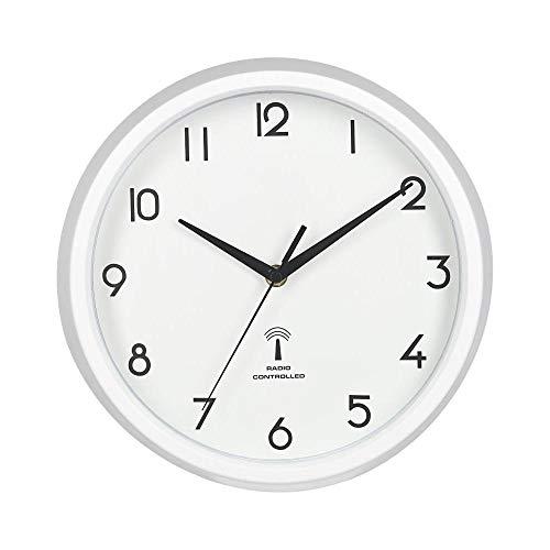 不二貿易 掛け時計 電波時計 直径27cm ホワイト スイープ 連続秒針 静音 カペラ 99275