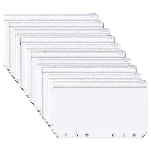 10 個バインダーポケット A5/A6 クリアバインダー 6穴 透明ジッパー式ファイル袋 防水 PV...