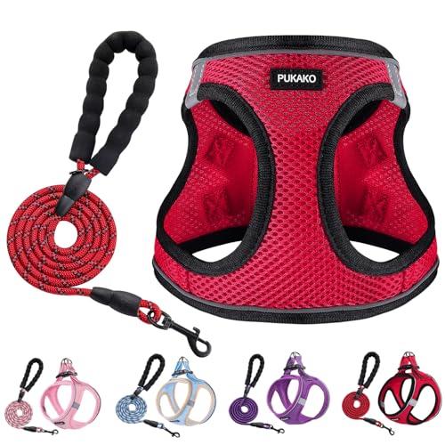PUKAKO 犬 ハーネス 猫 リードセット 胴輪 小型犬 犬用ハーネス 猫用 服 メッシュ素材 身...