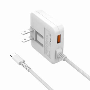 USB充電器 Type-C PD 20W 急速充電器 USB-Cケーブル一体型(超薄型/編みケーブル&QC3.0 USB-Aポート/折畳みプラグ｜kirelab-net