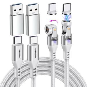 VAFOTON 240W対応 9pin マグネット 充電ケーブル1M+1.8M540度回転 1本2役 5A超急速充電 データ転送可 USB-A変｜kirelab-net