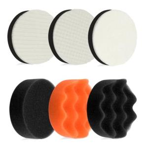 IROKCAKPT 車磨き用 バフ 80mm ポリッシャー バフ荒中細 6個セット 電動ポリッシャー スポンジシング マジックテープ式 研磨パッ｜kirelab-net