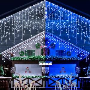 「1本だけ青い・白い発光切替」LED イルミネーション ソーラー式 つららライト 防水 200LED ストリングライト ベランダ ライト 19点｜kirelab-net
