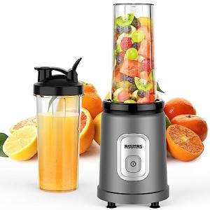 ASUTAS ジューサーミキサー スムージー 650ML 大容量 二つボトル一台多役 コーヒーミル ６枚刃 400Wハイパワー 簡単砕氷 果物/｜kirelab-net