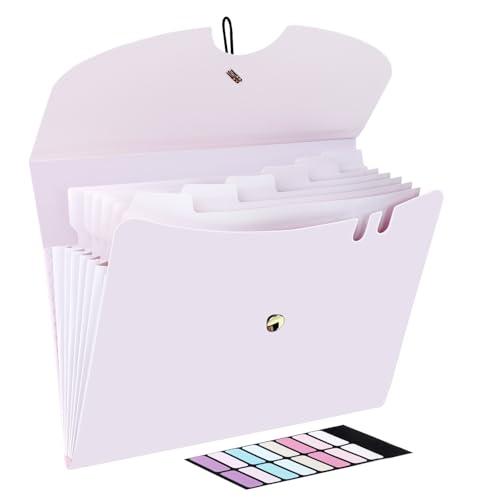 DoocliB ドキュメントファイル a4 7ポケット 持ち運び 拡張 ヨコ型 区分けラベル付き 大...
