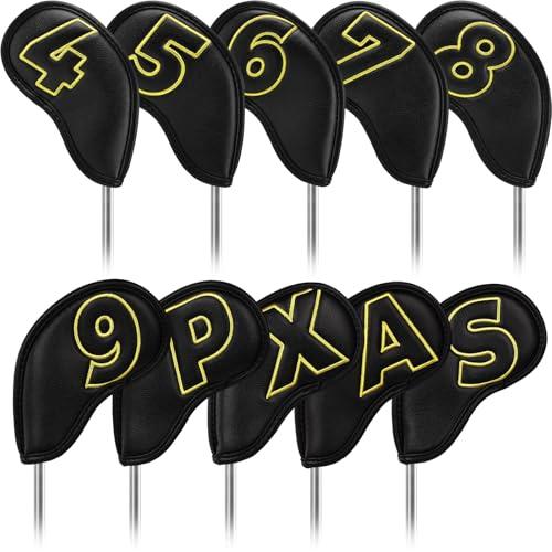 ゴルフアイアンカバー マグネット ウェッジカバー クラブヘッドカバー セット 10pcs(4-9PA...