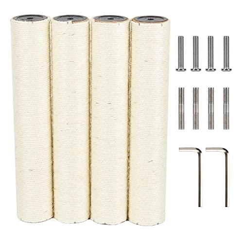 ECCIBOUN 4本セット 直径7.4cm 猫 爪研ぎ キャットタワー ポール 替え  麻柱 用 ...