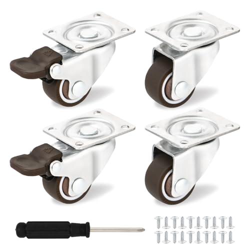 吉祥の家 キャスター 車輪 キャスター ストッパー付き台車プレート式 4個セット1 インチ 家具移動...