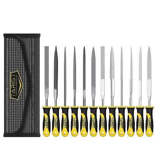 TARIST 12本組 ヤスリセット 収納袋付き 鉄工ヤスリ ダイヤモンドヤスリ 平 丸 半丸 三角...