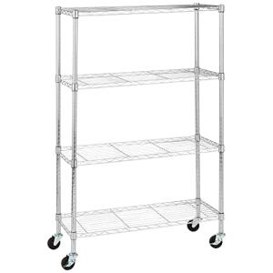 ベーシック 4段スチールラック 棚 メタルラック キッチンラック キャスター付き 耐荷重160kg 幅91.4 x 奥行35.6 x 高さ146｜kirelab-net