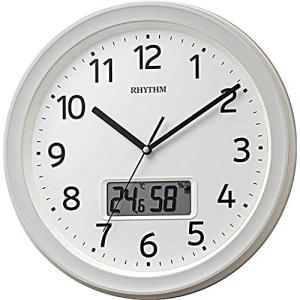 リズム(RHYTHM) 掛け時計 電波時計 アナログ デジタル 連続秒針 温度 湿度 カレンダー 白 Φ32.5x5cm 8FYA02SR03｜kirelab-net