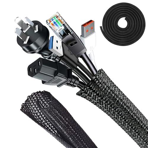 配線カバー 編組ケーブルスリーブ 全長6M 内径13mm ケーブル収納スリーブ，犬、猫コード噛み防止...