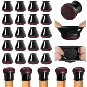 椅子脚カバー 椅子の足キャップ イス脚カバー シリコン 家具 足 傷防止 防音 滑り止め 細い 丸脚四角脚兼用 フェルトを巻いて 16個入り 黒｜kirelab-net