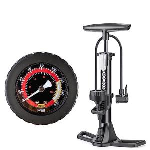 CXWXC 自転車 空気入れ 仏式/英式/米式バルブ対応 大型ゲージ付き 160psi ミニフロアポンプ 浮き輪/ボールアダプター付き アルミ製｜kirelab-net