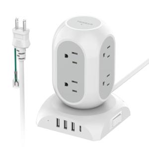電源タップ タワー 延長コード 2m Type-C付 8個AC口 1個USB-C 3個USB-A TESSAN テーブルタップ USB-C コン｜kirelab-net