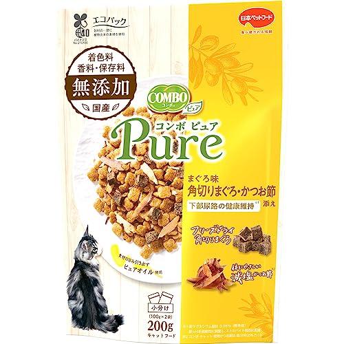 コンボ ピュア キャットフード まぐろ味・角切りまぐろ・かつお節添え 200g 国産 小分包装 フリ...