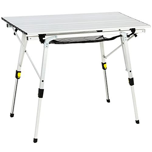 Timber Ridge アウトドアテーブル 折りたたみ 高さ調節 耐荷重30kg アルミ ロールテ...
