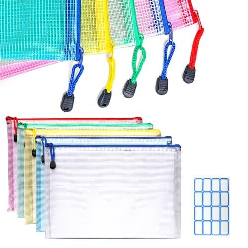 ジッパー式ファイル袋 クリアファイル a4 ファイル 書類ケース メッシュファイルバッグ 5個入り5...